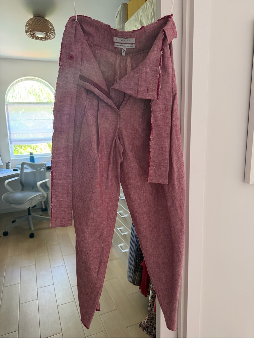 Sandra Weil Rose-Mauve Linen Trousers
